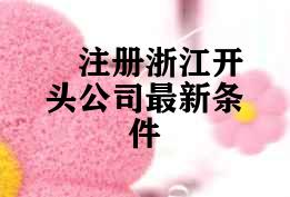 注册浙江开头公司最新条件
