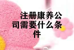 注册康养公司需要什么条件