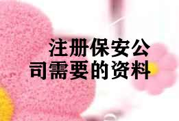 注册保安公司需要的资料