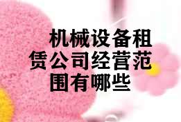 机械设备租赁公司经营范围有哪些 机械设备租赁公司经营范围有哪些