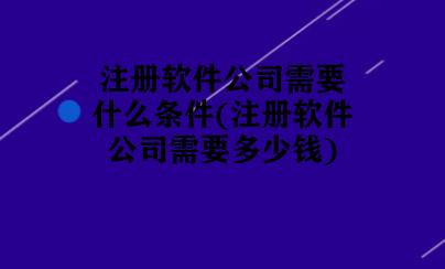 注册软件公司需要什么条件(注册软件公司大概要多少钱)