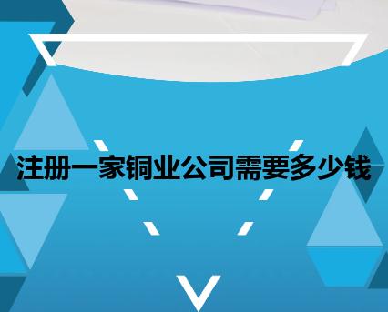 注册一家铜业公司需要多少钱